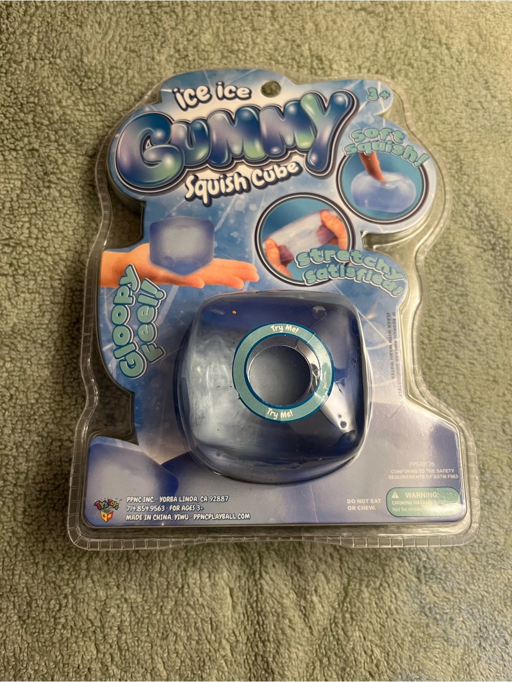 PPNC Ice Ice Gummy Squish Cube Toy Blue Fidget Sensory Stress Relief NWT